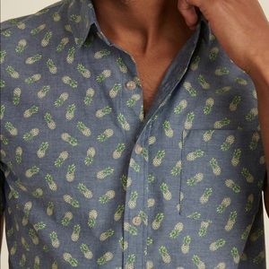 Marine Layer (Large) Short Sleeve Chambray Shirt in Pineapple Print